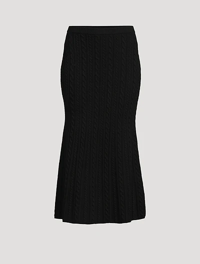 Cable-Knit Wool Midi Skirt