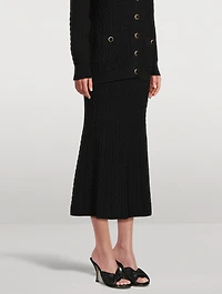 Cable-Knit Wool Midi Skirt