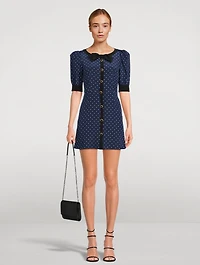 Silk Mini Dress Polka Dot Print