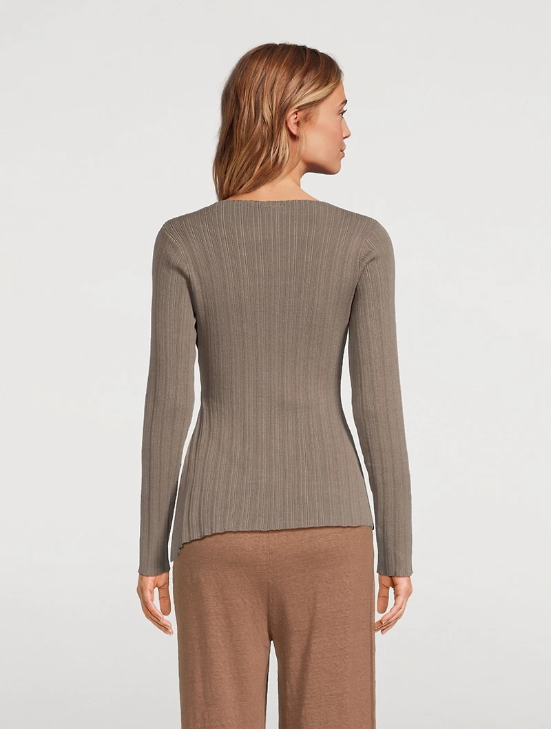 Rib Knit Long-Sleeve Top