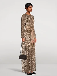 Illustration Belted Maxi Dress Leopard Print