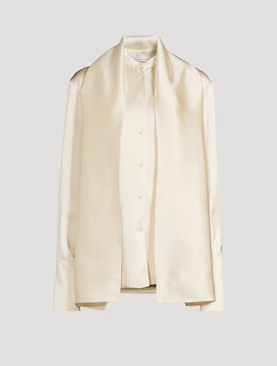 Satin Tie-Neck Blouse