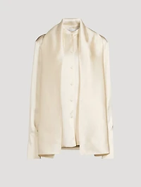 Satin Tie-Neck Blouse