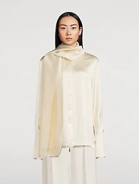 Satin Tie-Neck Blouse