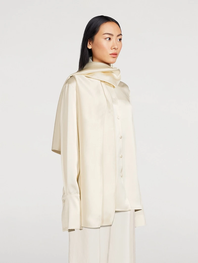 Satin Tie-Neck Blouse
