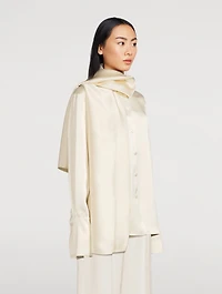 Satin Tie-Neck Blouse