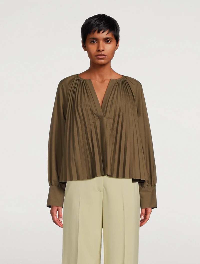 Monica Pleated Poplin Blouse