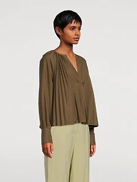 Monica Pleated Poplin Blouse