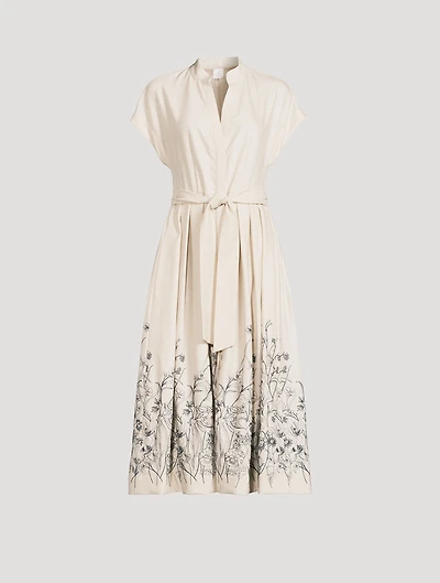 Floral-Embroidered Midi Dress