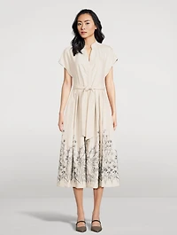 Floral-Embroidered Midi Dress