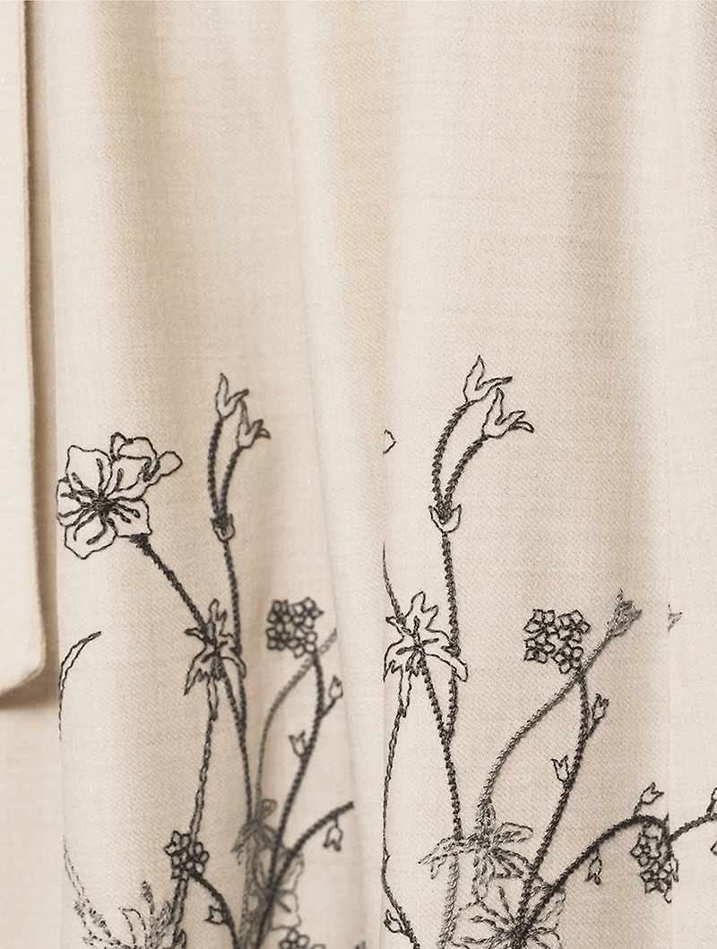 Floral-Embroidered Midi Dress