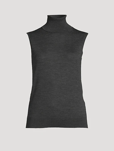 Sleeveless Wool Turtleneck