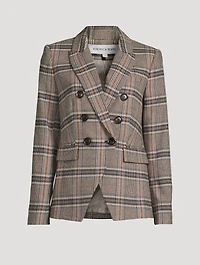 Miller Dickey Double-Breasted Blazer Plaid Print