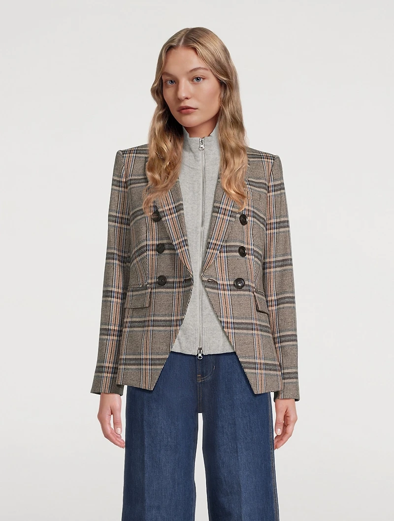 Miller Dickey Double-Breasted Blazer Plaid Print