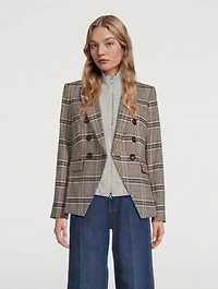 Miller Dickey Double-Breasted Blazer Plaid Print