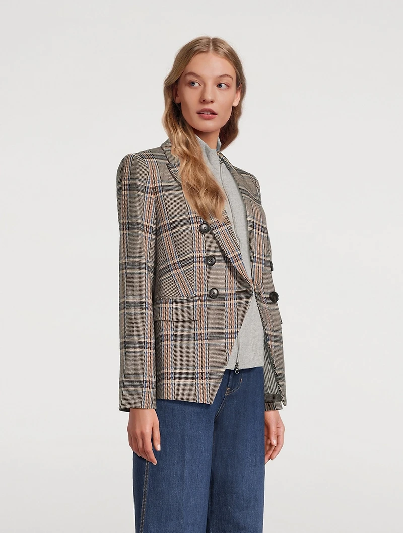 Miller Dickey Double-Breasted Blazer Plaid Print