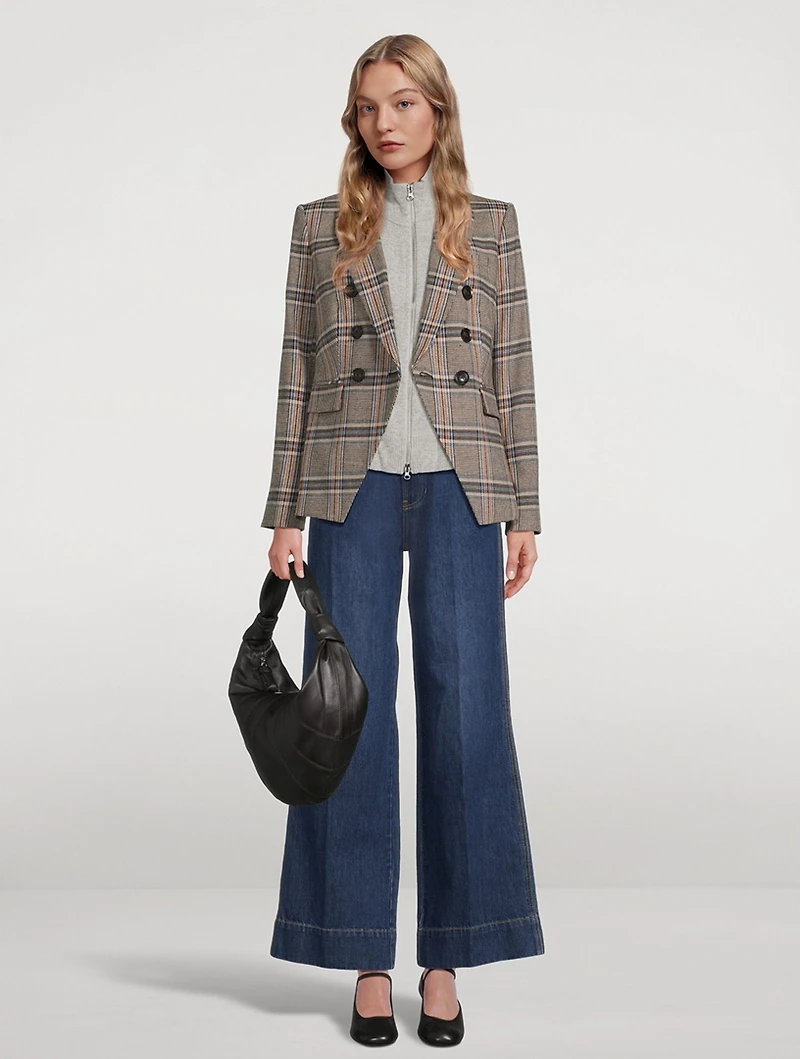 Miller Dickey Double-Breasted Blazer Plaid Print