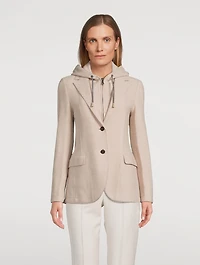 Layered Wool Blazer With Detachable Hood