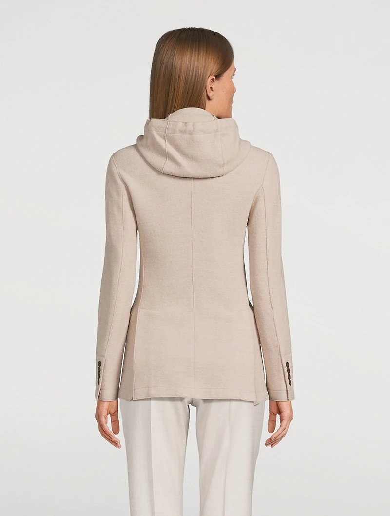 Layered Wool Blazer With Detachable Hood