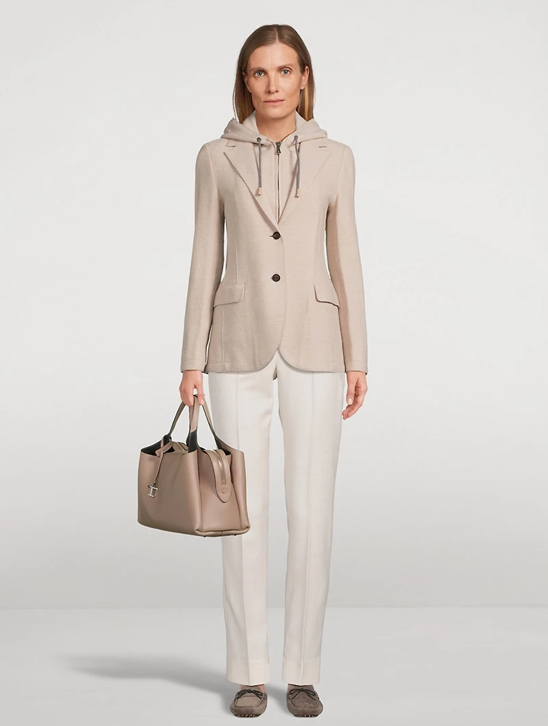 Layered Wool Blazer With Detachable Hood