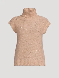 Mohair Blend Sequin Sleeveless Turtleneck