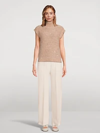 Mohair Blend Sequin Sleeveless Turtleneck