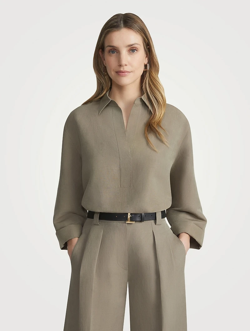 Silk Linen Tunic Blouse