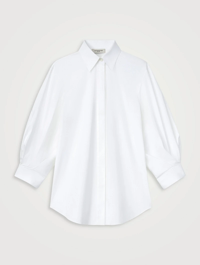 Stretch Cotton Puff-Sleeve Shirt