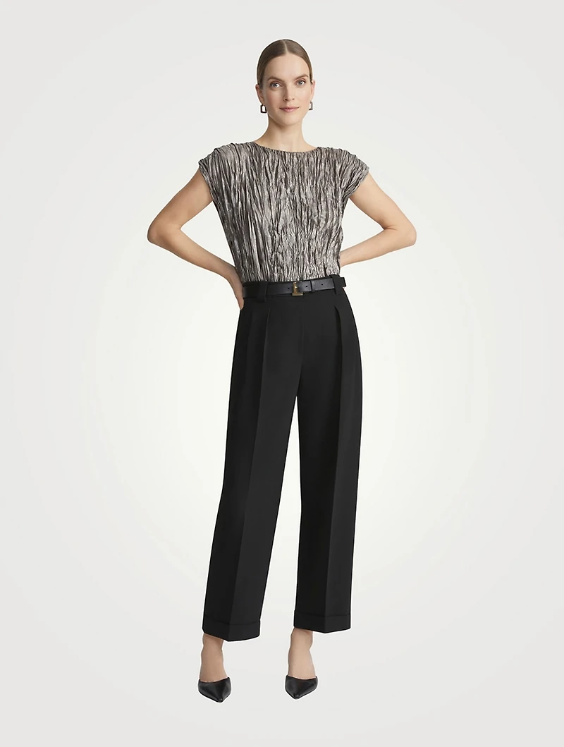 Metallic Plissé Blouse