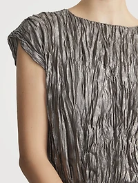 Metallic Plissé Blouse
