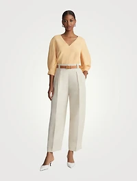 Silk Linen Puff-Sleeve Blouse