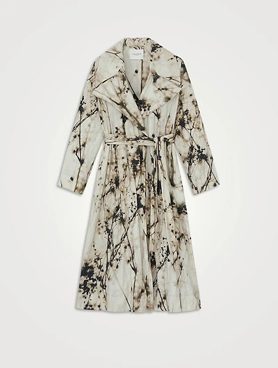 Belted Trench Coat Shadow Print