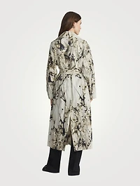 Belted Trench Coat Shadow Print