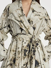 Belted Trench Coat Shadow Print