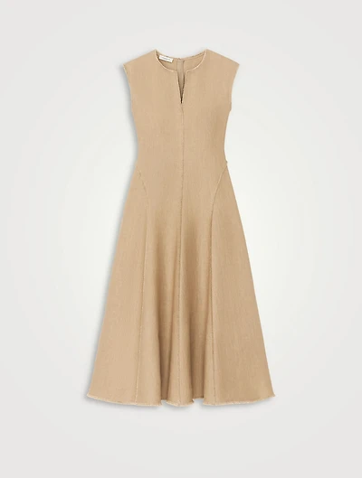 Fringe-Trimmed Linen Midi Dress
