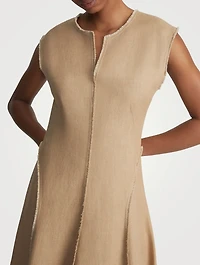 Fringe-Trimmed Linen Midi Dress