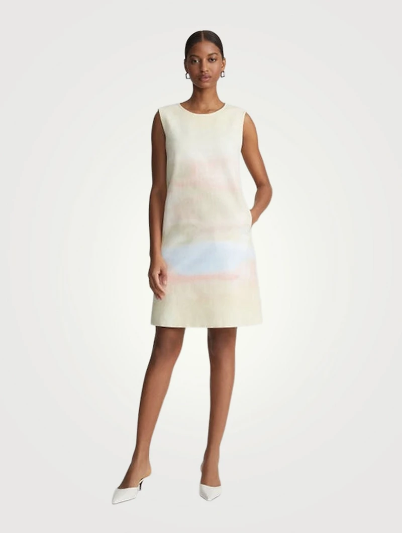 Sleeveless Shift Dress Horizon Print