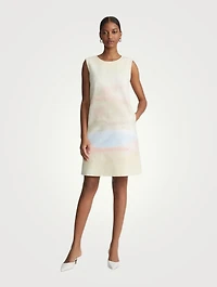 Sleeveless Shift Dress Horizon Print