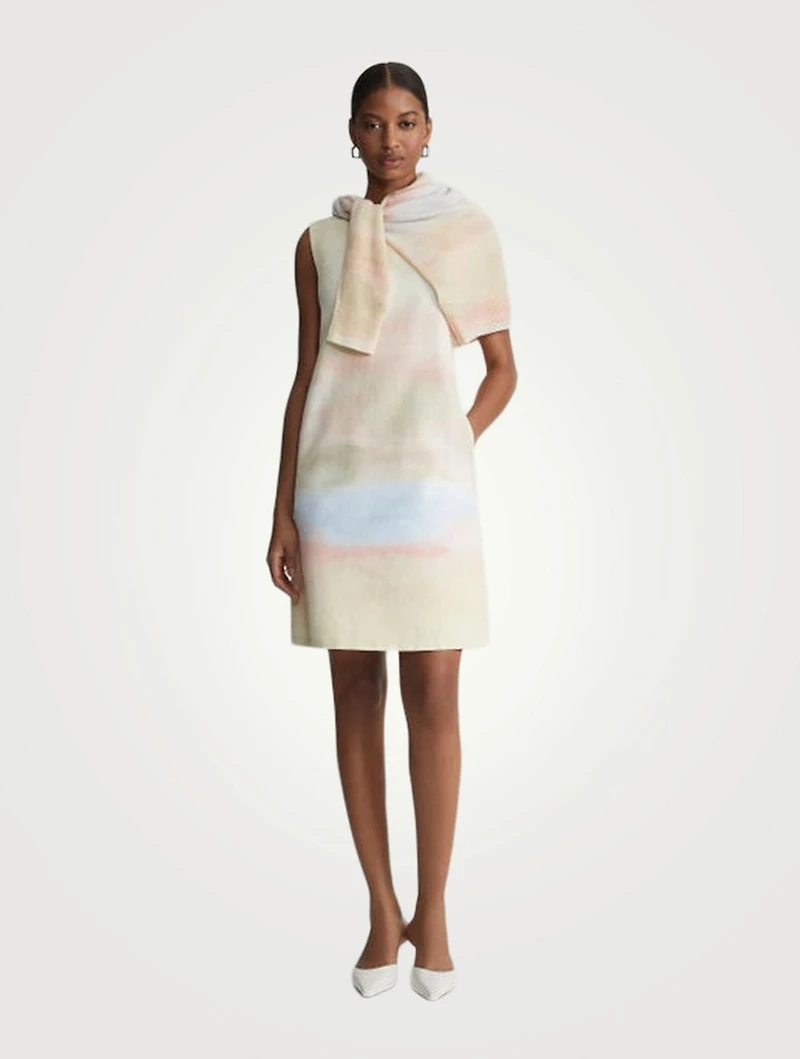 Sleeveless Shift Dress Horizon Print
