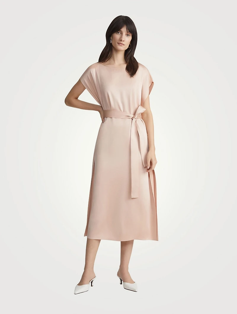 Belted Silk Midi Dress