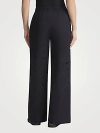 Riverside Eyelet Organic Poplin Wide-Leg Trousers