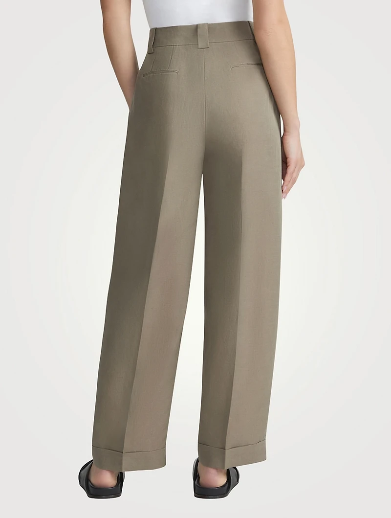 Wyatt Silk Linen Barrel-Leg Trousers