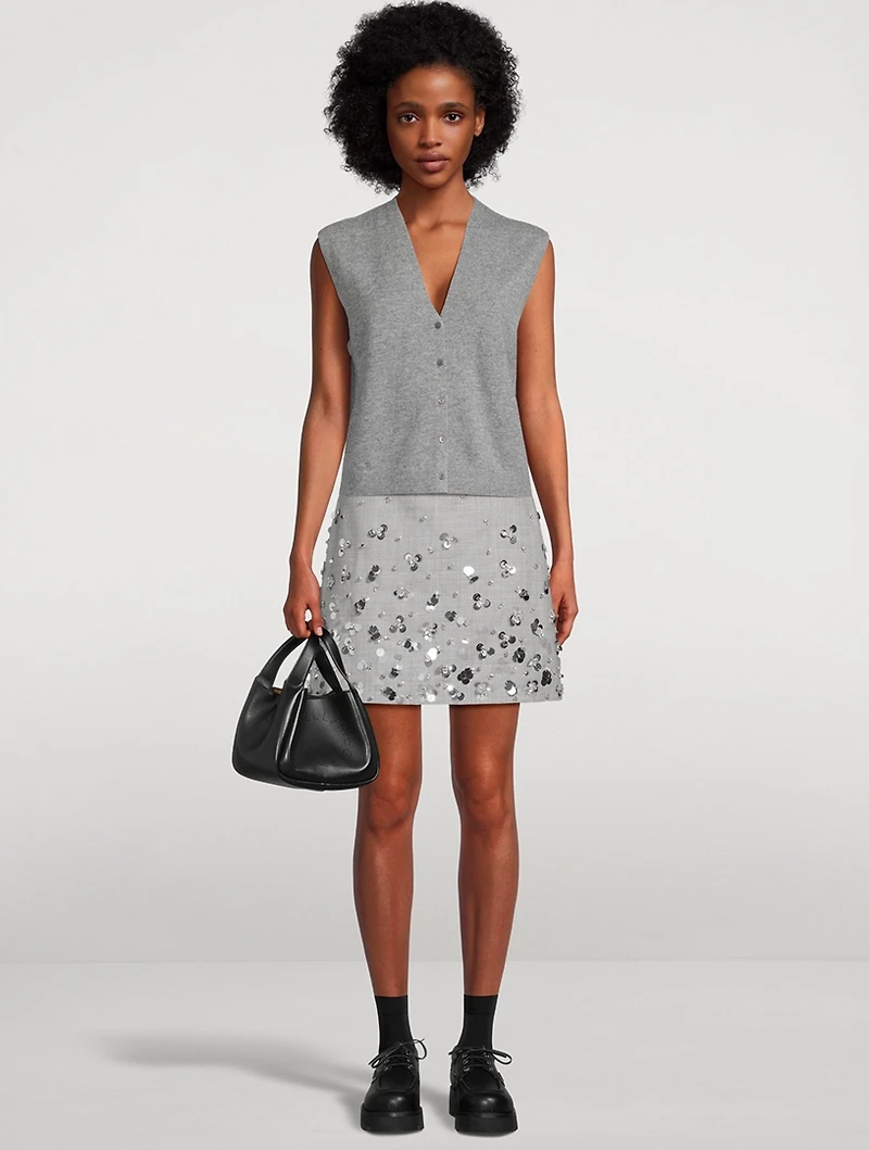 Larissa Embellished Wool Mini Skirt