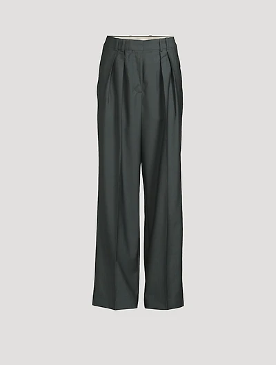 Wide Leg Double Pleated Pants