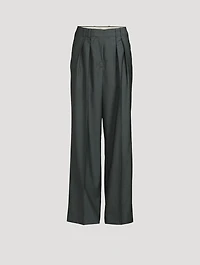 Wide Leg Double Pleated Pants