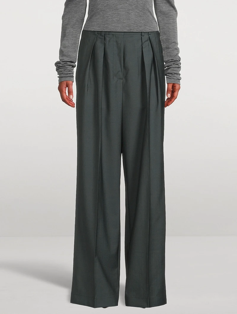 Wide Leg Double Pleated Pants