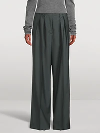 Wide Leg Double Pleated Pants