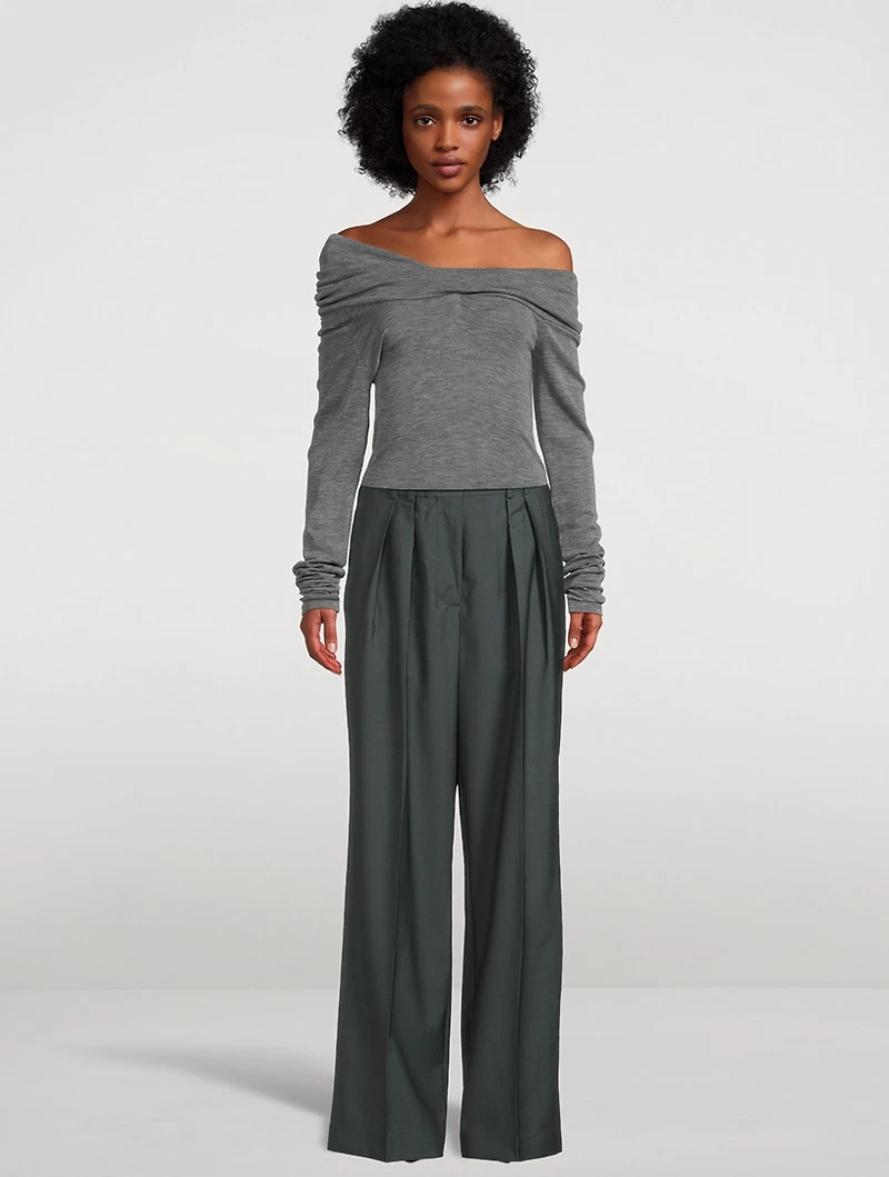 Wide Leg Double Pleated Pants