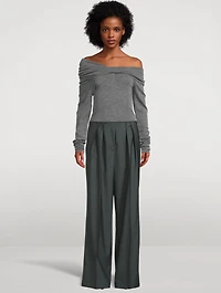 Wide Leg Double Pleated Pants
