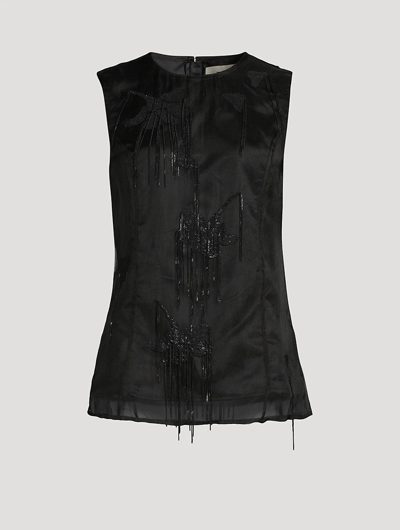 Embellished tulip organza top